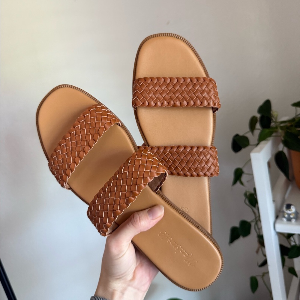 Madewell Brown Woven Slide Sandals